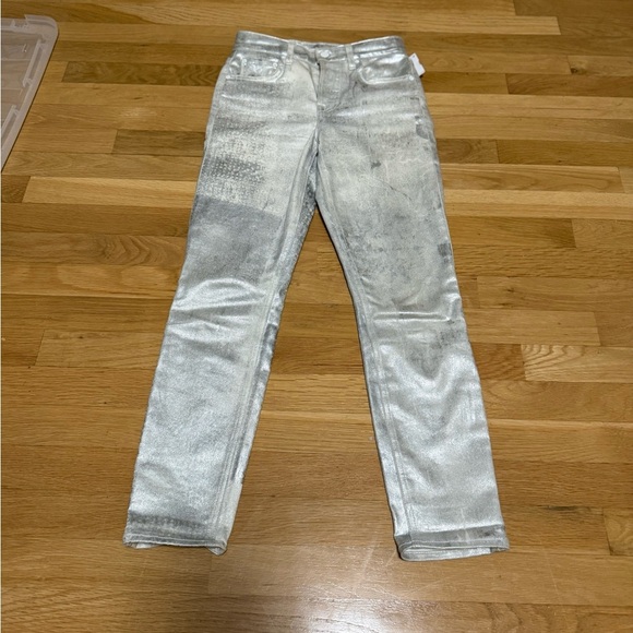 GRLFRND Women 24 Karolina Jeans Better Than You Silver Skinny Metallic High Rise - Picture 3 of 7